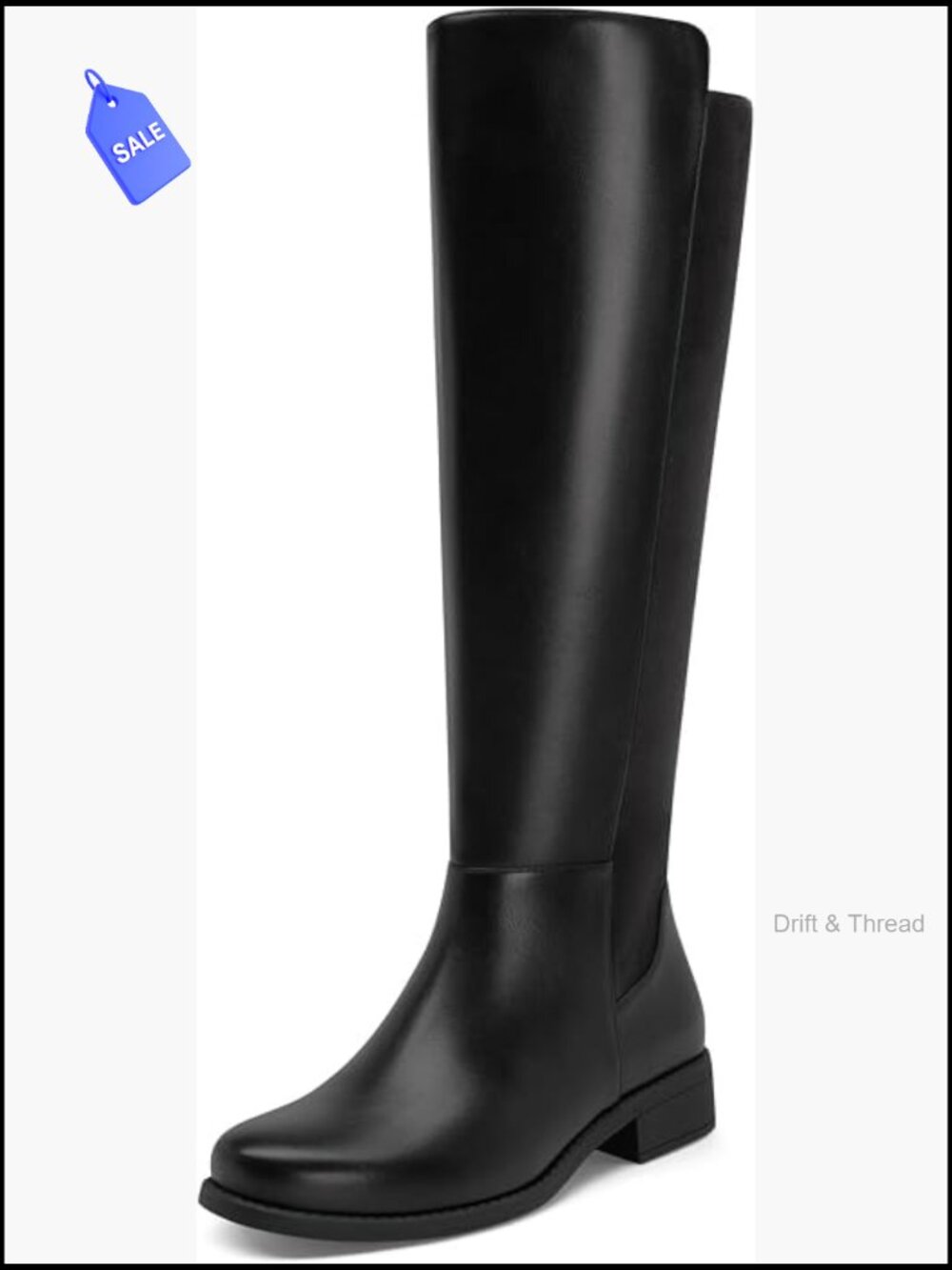 Faux Suede Knee High Boots Women Square Toe Zip Riding Tall Boots Low Heel